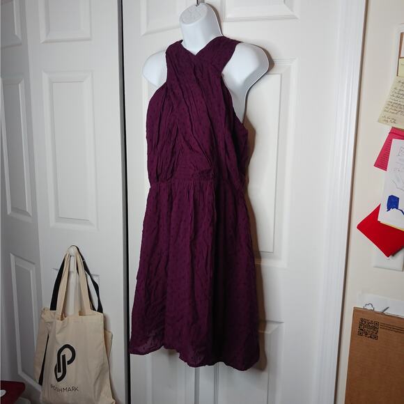 LOFT Burgundy Crossover Halter Dress NWT Sz 8 - Picture 5 of 10